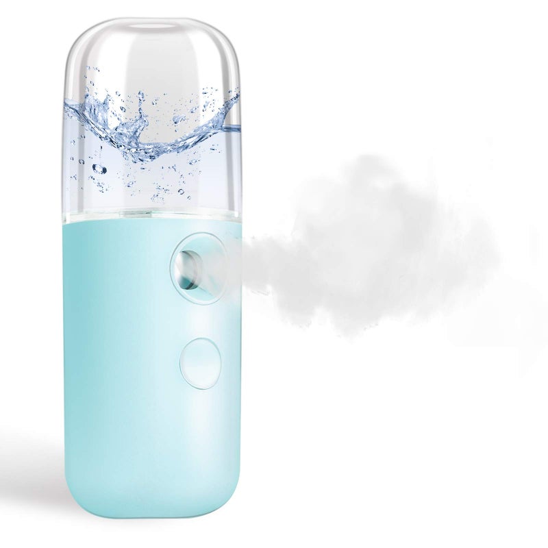 GIVERARE Nano Facial Steamer Handy Mini Mister USB Rechargeable Mist Sprayer 30ml Visual Water Tank MoisturizingHydrating for Face Daily Makeup Skin Care Eyelash ExtensionsBlue