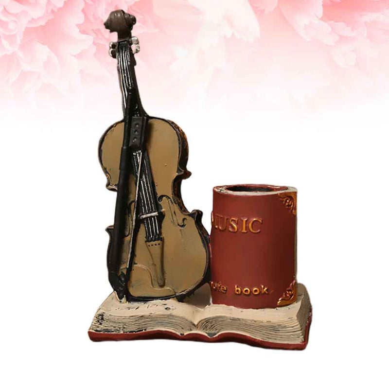 Violin Shaped Pen Box Holder Delicate Pen Container Desktop Decoration Red - Image 1