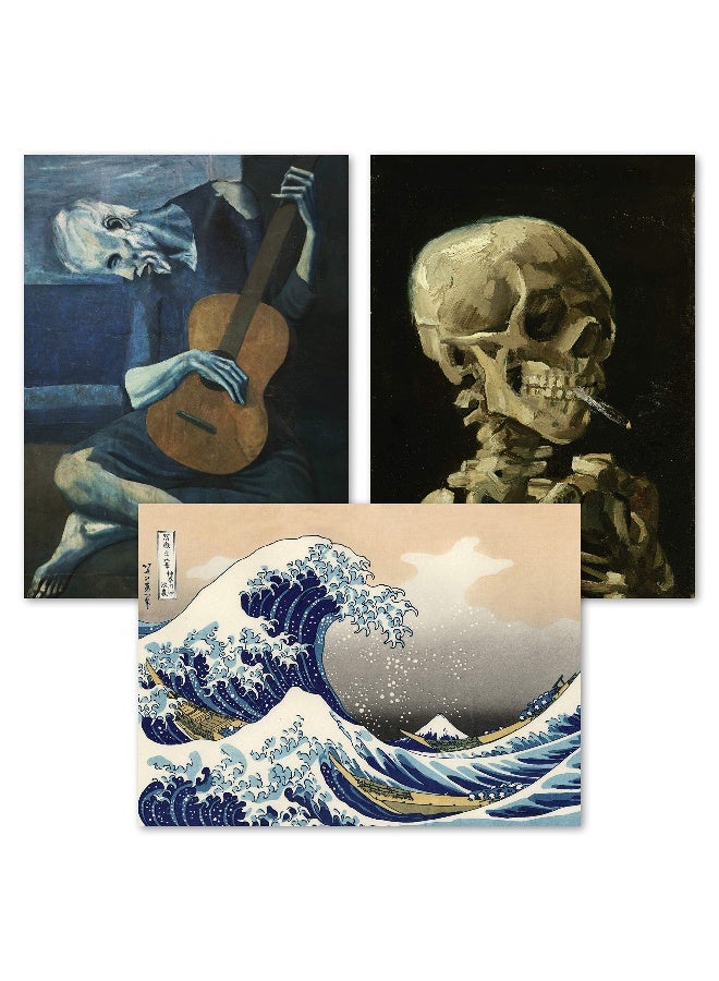 Palace Learning 3 Pack of Posters: Vincent Van Gogh Skeleton + The Old Guitarist by Pablo Picasso + The Great Wave Off Kanagawa by Katsushika Hokusai - Set of 3 Fine Art Prints (LAMINATED, 18" x 24") - Image 1