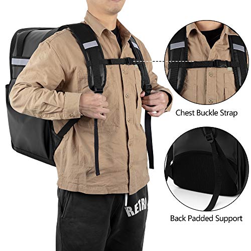 Trunab Insulated Food Delivery Backpack with 2 Side Support Boards and 3 Inner Spaces, Waterproof Delivery Bag Keep Hot/Cold for Bike Delivery, Uber Eats, PostMates, Outdoor Activities - Image 5