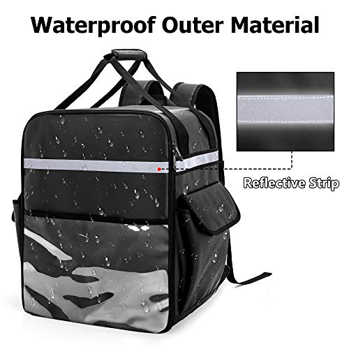 Trunab Insulated Food Delivery Backpack with 2 Side Support Boards and 3 Inner Spaces, Waterproof Delivery Bag Keep Hot/Cold for Bike Delivery, Uber Eats, PostMates, Outdoor Activities - Image 4