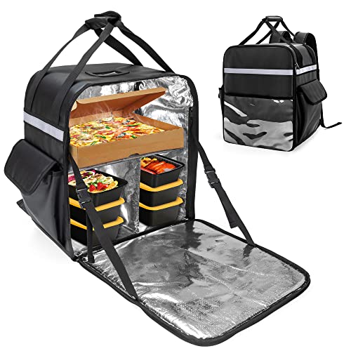 Trunab Insulated Food Delivery Backpack with 2 Side Support Boards and 3 Inner Spaces, Waterproof Delivery Bag Keep Hot/Cold for Bike Delivery, Uber Eats, PostMates, Outdoor Activities - Image 1