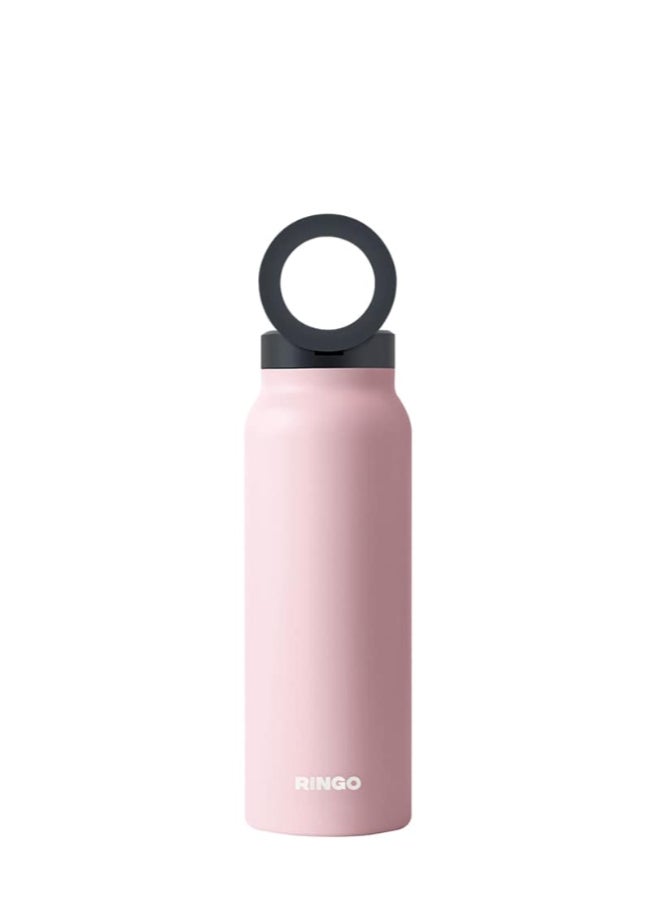 Ringo Water Bottle + Free Magnetic Booster Ring | Stainless Steel Hydration Bottle w/ Integrated MagSafe Phone Mount, 12Hrs Hot/24Hrs Cold, BPA-Free, Works w/ All Devices Android & iOS - Pink 24Oz - Image 1