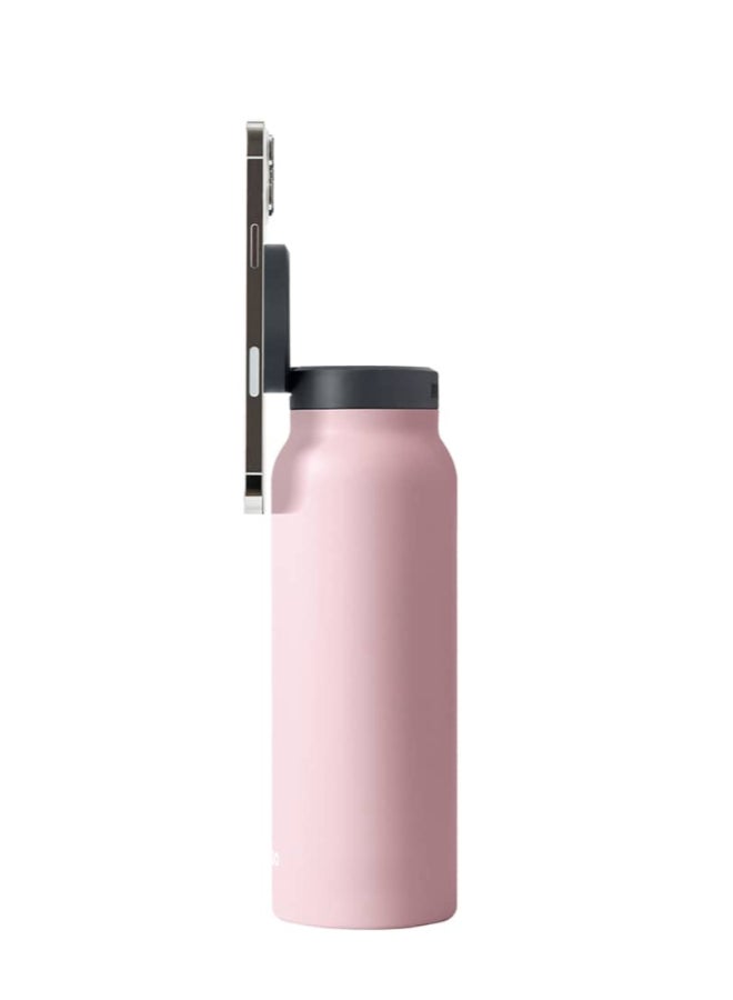 Ringo Water Bottle + Free Magnetic Booster Ring | Stainless Steel Hydration Bottle w/ Integrated MagSafe Phone Mount, 12Hrs Hot/24Hrs Cold, BPA-Free, Works w/ All Devices Android & iOS - Pink 24Oz - Image 4