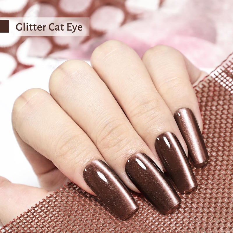 JODSONE Dark Brown Cat Eye Gel Nail Polish 16.5ml Glitter Magnetic Reflective Translucent Need U V Curing Salon Gift for Girl Women - Image 4