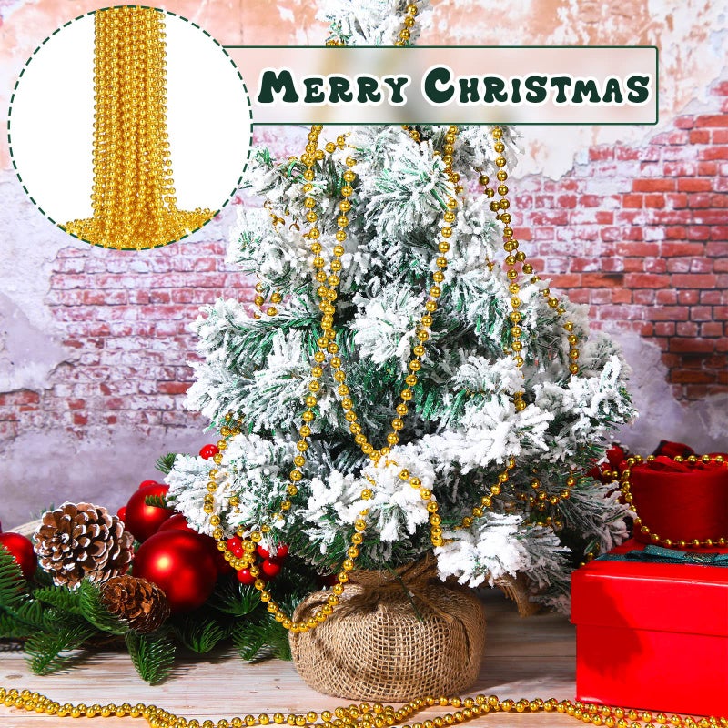 Junkin 24 Pieces Metallic Beads Necklace Graduation Necklace 33 Inch 7 mm Mardi Gras Round Beads Garland Costume Necklace Accessory for Halloween Christmas Operation Showbox  Party Favor(Gold) - Image 4