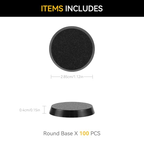 FIGURESLAB 100PCS 285mm112inch Textured Plastic Black Round Miniature Bases Model Base for Gaming Miniatures or Wargames Table Top Games - Image 5