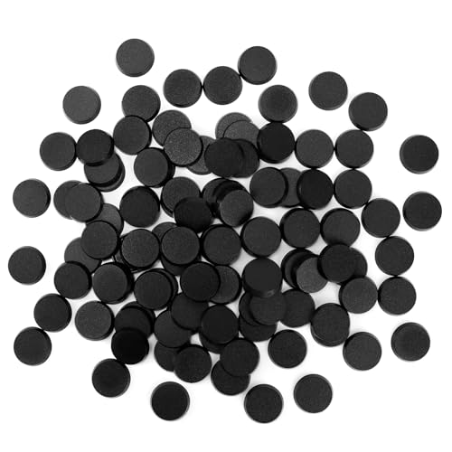 FIGURESLAB 100PCS 285mm112inch Textured Plastic Black Round Miniature Bases Model Base for Gaming Miniatures or Wargames Table Top Games - Image 1