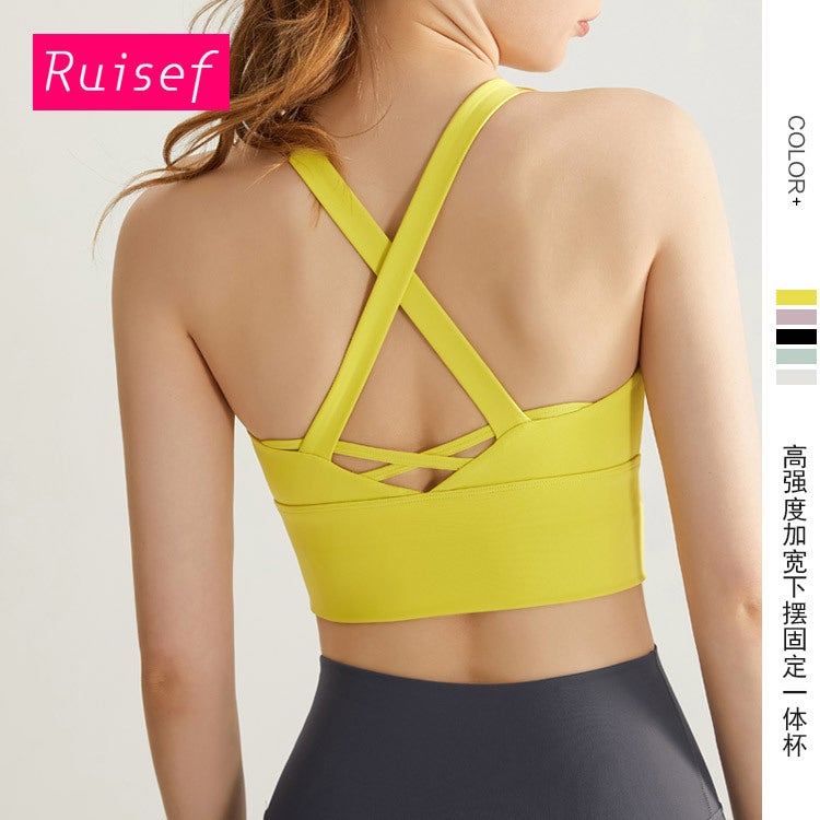New High Strength Sports Underwear Fixed Chest Pad Beautiful Back Fitness Yoga Suit Running Bra Mid-Length Vest - Image 2