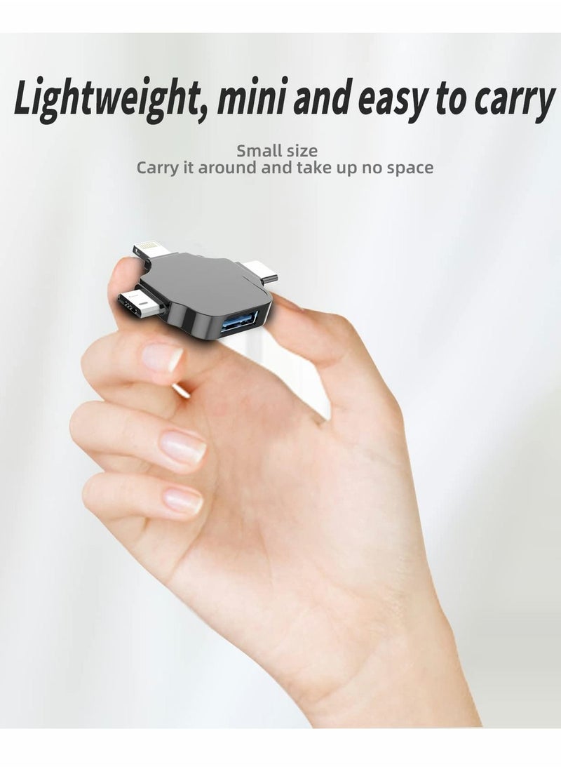 Male to USB Female Adapter OTG Cable Compatible with iPhone Micro A Type C Android Thunderbolt3 Port Adaptador Connector Microusb USBC Cell Phone Camera,2.0 Flash