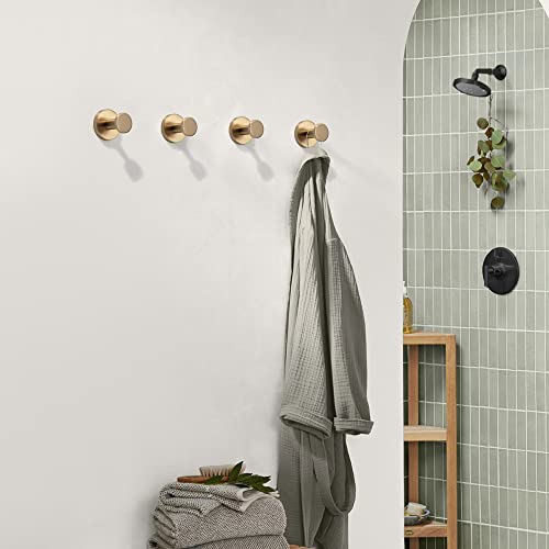 TUNNY 5 Pack Round Towel Hooks-Champagne Gold Modern Coat Hooks Shower Towel Hooks for Bathroom Kitchen Home Storage - Image 4