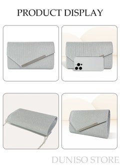 DUNISO Women Shiny Glitter Evening Clutch Crossbody Bag Envelope Handbag Chain Purse for Wedding Formal Cocktail Party  - Image 3