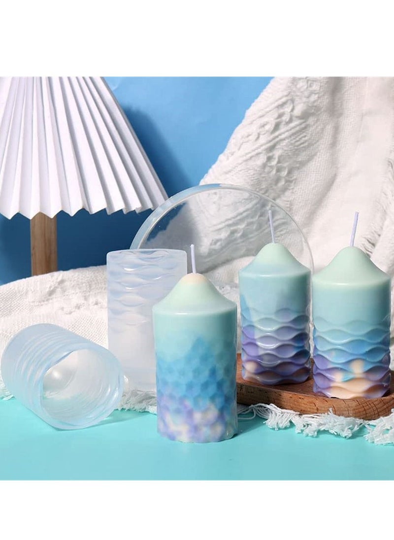 Y&D - Cylinder Candle Molds Silicone,Candle for Making,Upgrade Pillar with Details, DIY Aromatherapy Candles, Wax, Soaps, Polymer Clay - Image 1