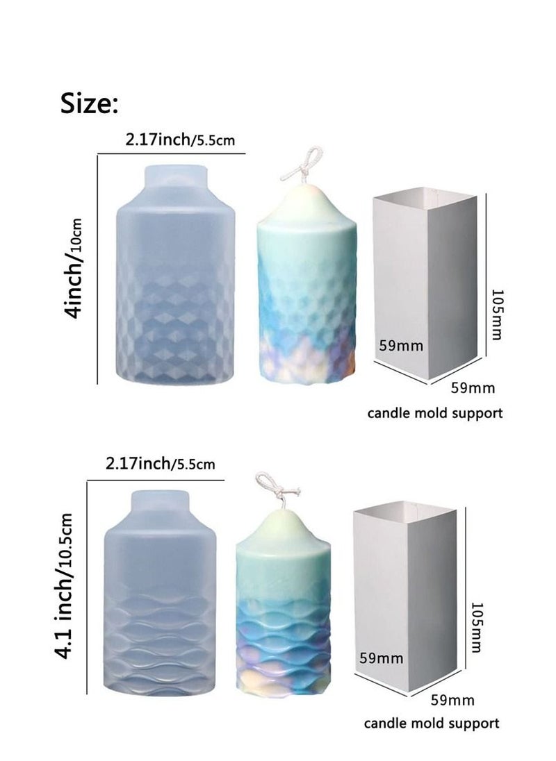 Y&D - Cylinder Candle Molds Silicone,Candle for Making,Upgrade Pillar with Details, DIY Aromatherapy Candles, Wax, Soaps, Polymer Clay - Image 1