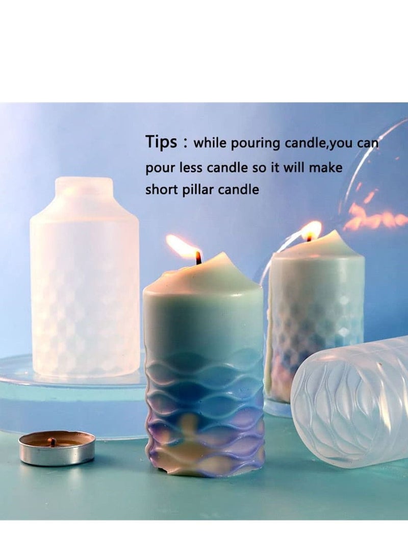 Y&D - Cylinder Candle Molds Silicone,Candle for Making,Upgrade Pillar with Details, DIY Aromatherapy Candles, Wax, Soaps, Polymer Clay - Image 1