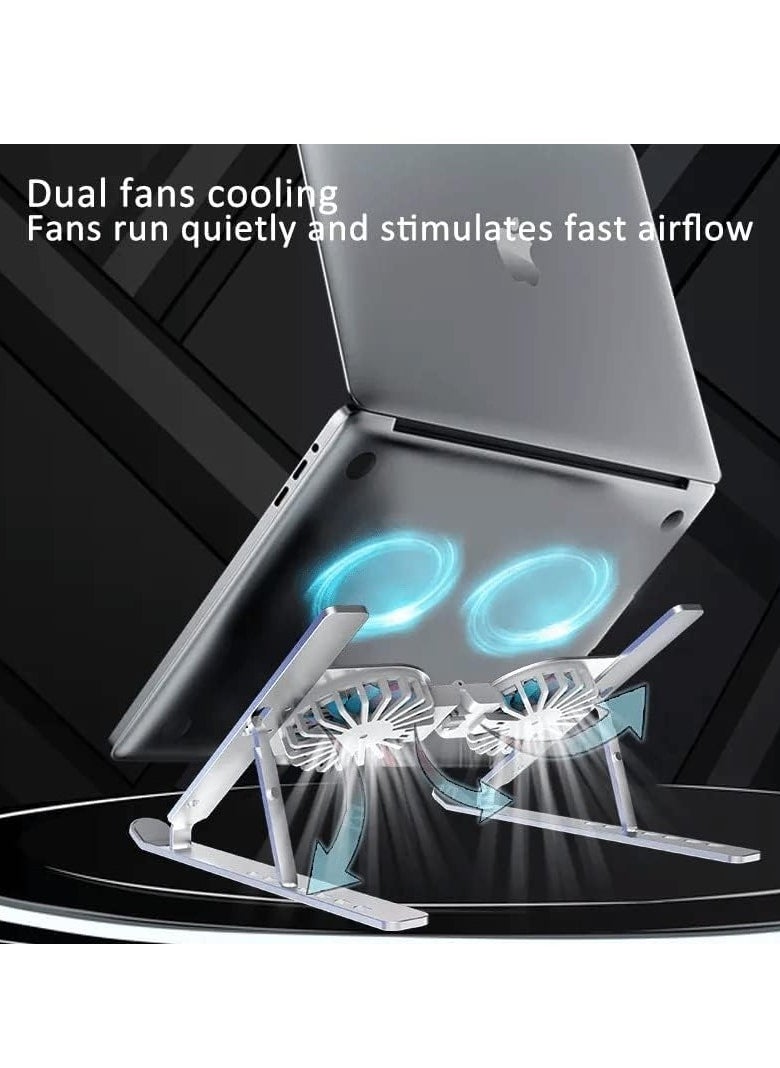 Generic Laptop Stand with Cooling Fan Portable Foldable Laptop Cooler with Fan and LED Light 7 Levels Adjustable Aluminum Laptop Holder Comfortable Cooling Pads for Laptop  - Image 5