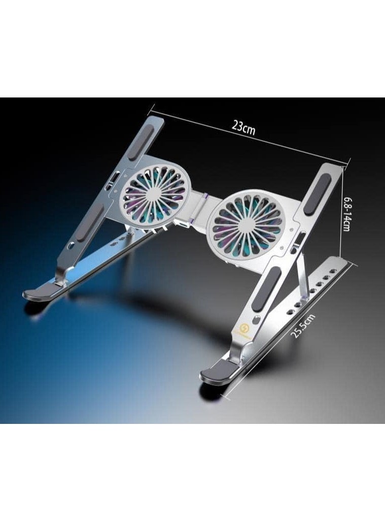 Generic Laptop Stand with Cooling Fan Portable Foldable Laptop Cooler with Fan and LED Light 7 Levels Adjustable Aluminum Laptop Holder Comfortable Cooling Pads for Laptop  - Image 2