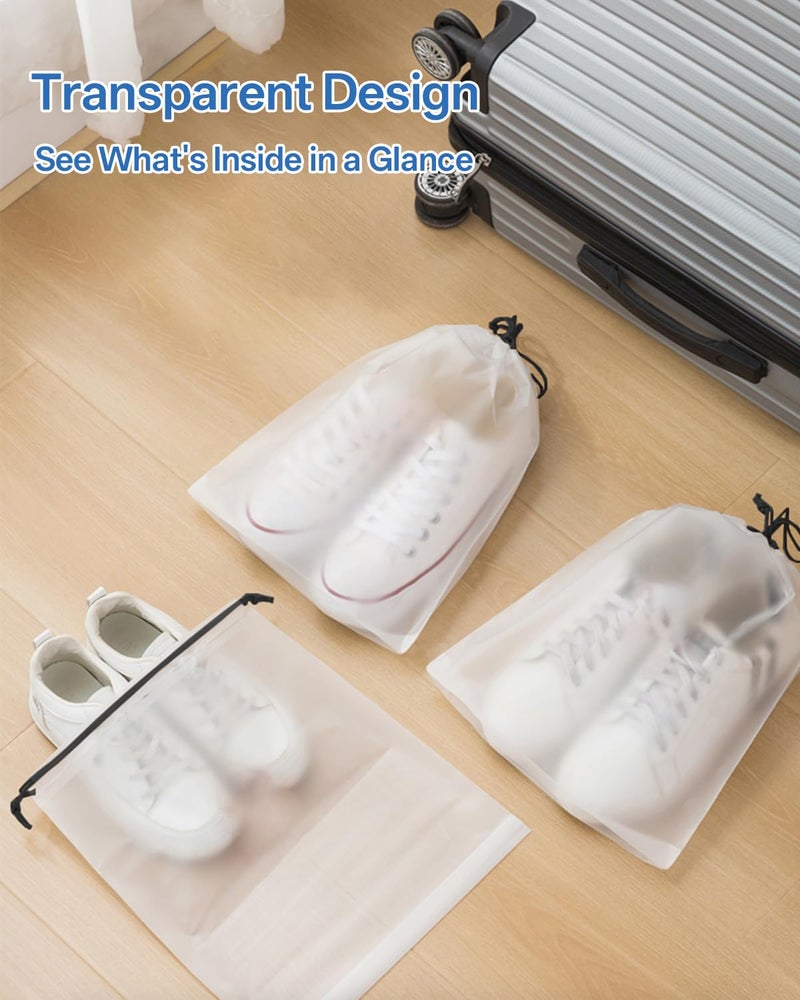 Teskyer Transparent Shoe Bags for Travel, 15.7" x 11.8" Waterproof Portable Travel Shoe Storage Bags for Packing - Travel Essentials for Men & Women, 6 PCS - Image 4
