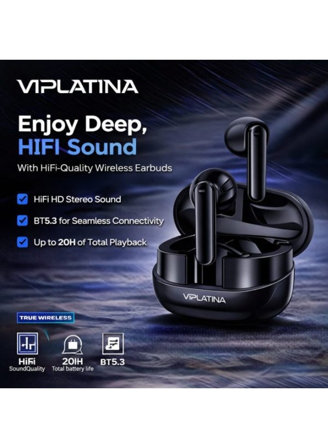 في آي بي لاتينا سماعات أذن لاسلكية Viplatina HiFi BT5.3 صوت ستيريو تشغيل 20 ساعة - Image 1