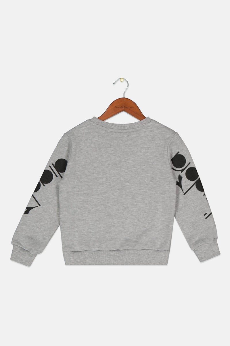 DIADORA Kids Boy Crew Neck Long Sleeve Graphic Print Sweatshirt, Grey - Image 2
