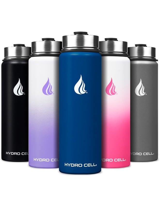 HYDRO CELL Stainless Steel Water Bottle w/Straw & Wide Mouth Lids (40oz 32oz 24oz 18oz) - Keeps Liquids Hot or Cold with Double Wall Vacuum Insulated Sweat Proof Sport Design blue - Image 1