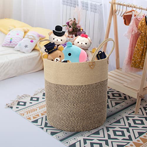 JIABOLANG Jute Laundry Hamper Large Woven Rope Storage Basket with Handles 20' Height Tall 83L,Laundry Basket Decorative Basket for Living Room,Pillows,Clothes, 18'Wx20'H - Image 5