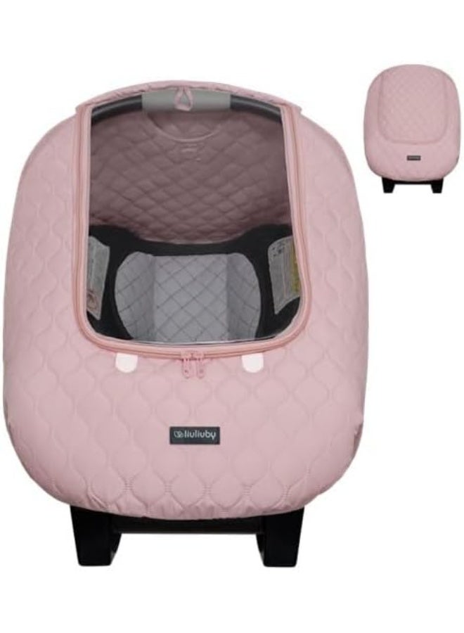 liuliuby Car Seat Weather Shield - Quilted Winter Cover with Clear Window for Infant Carseat - Keeps Baby Warm & Protected in Cold Weather - Carrier Bunting Bag/Blanket for Babies & Newborns - Image 1