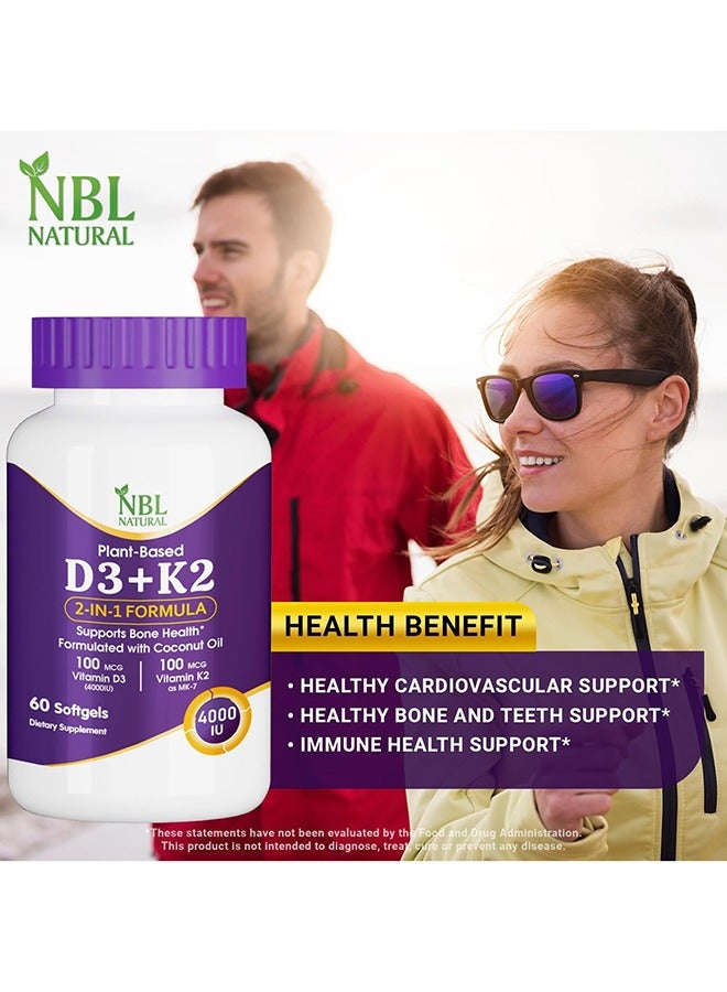 Nbl Natural Vitamin D3 Plus K2 With Organic Coconut Softgels 60'S