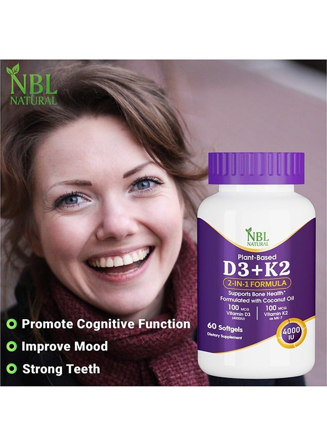 Nbl Natural Vitamin D3 Plus K2 With Organic Coconut Softgels 60'S