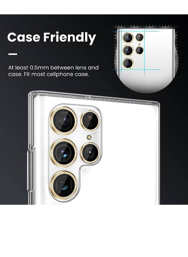 GENNEXT Samsung Galaxy S23 Ultra Camera Lens Protector, 9H Tempered Glass Camera Cover Screen Protector Metal Individual Ring for S23 Ultra 5G 2023 Gold - Image 2