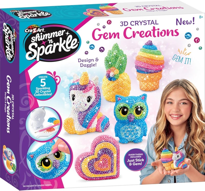 Cra-Z-Art Shimmer ‘n Sparkle3D Crystal Gem Creations - تمثال كريستالي قابل للتجميع، فنون وحرف يدوية للأعمار من 8 سنوات فما فوق