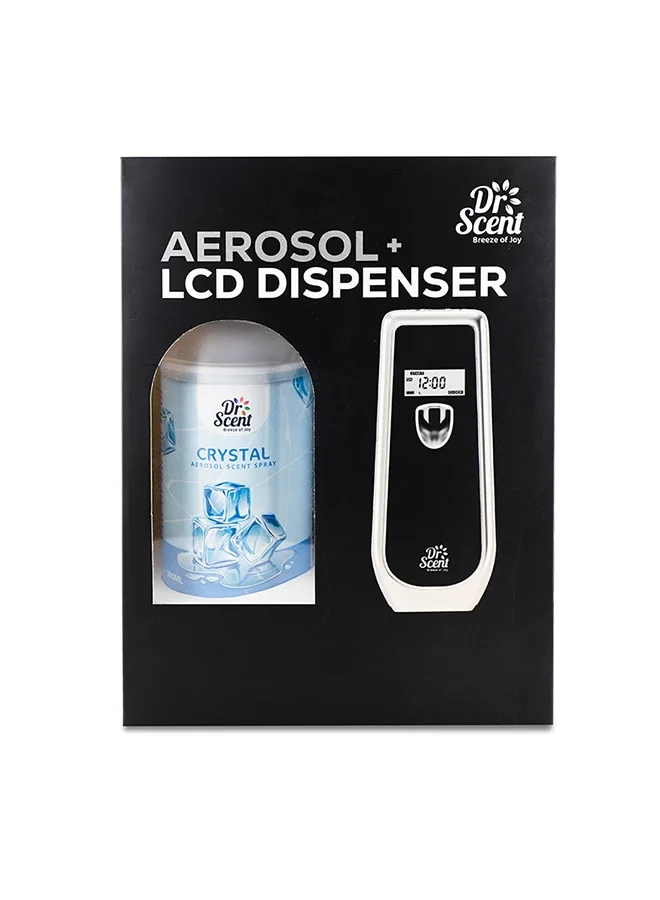 Dr Scent Dr Scent Breeze of Joy Air Freshener Combo Kit | Best Automatic Air Freshener with LCD Display Voltalia + 300ml Aerosol Refill | Enhanced Long-Lasting Fragrance for Homes & Offices (Crystal)