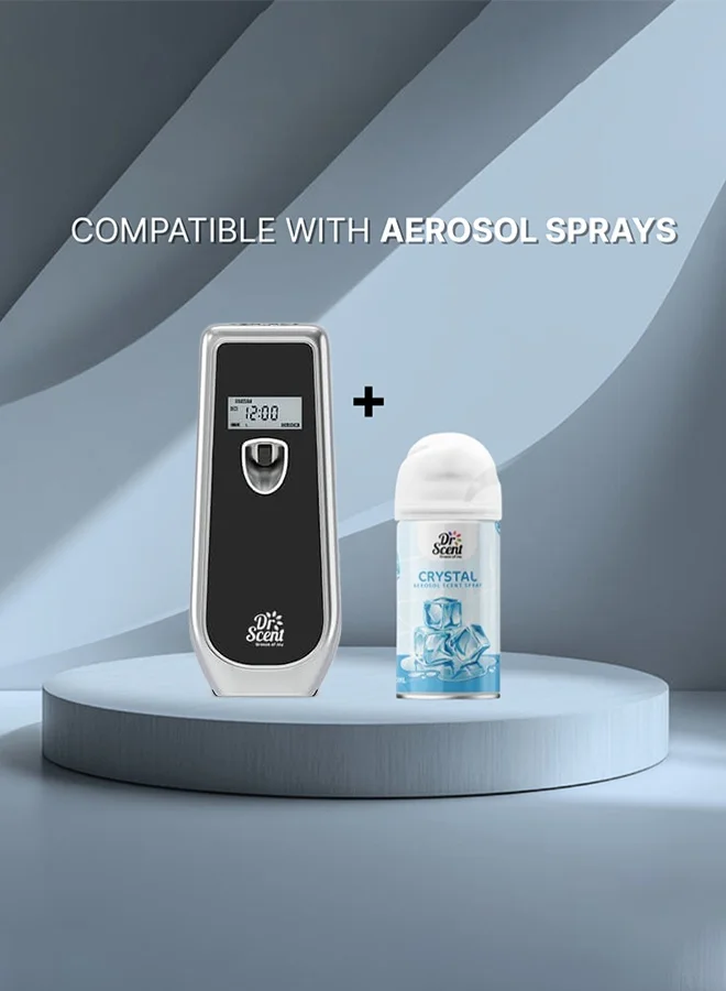 Dr Scent Dr Scent Breeze of Joy Air Freshener Combo Kit | Best Automatic Air Freshener with LCD Display Voltalia + 300ml Aerosol Refill | Enhanced Long-Lasting Fragrance for Homes & Offices (Crystal)