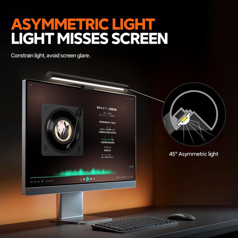 LYMAX Monitor Light Bar: Flat/Curved Monitor Screen Led Lights Eye Caring PC Monitor Led Bar Space Saving Desk Lamp with Auto-dimming for Home/Office/Study/Gaming - Image 3