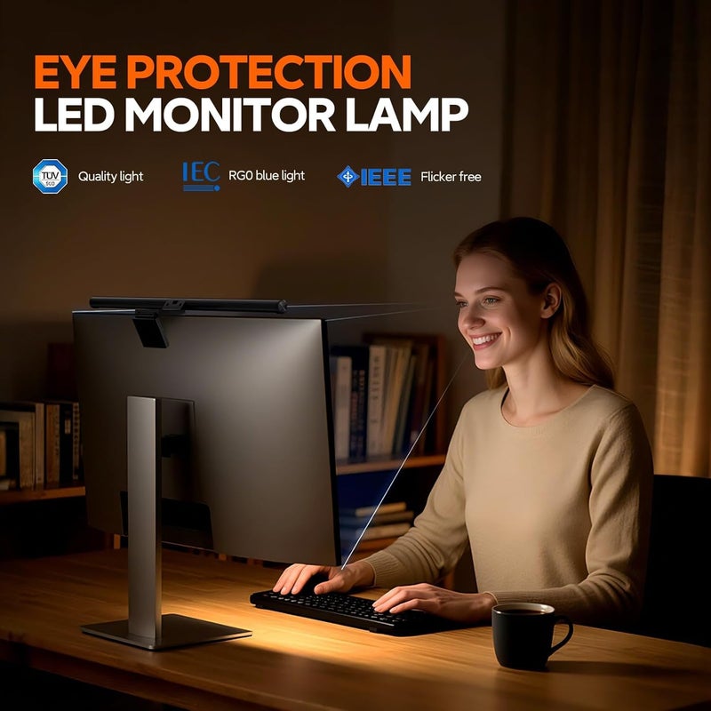 LYMAX Monitor Light Bar: Flat/Curved Monitor Screen Led Lights Eye Caring PC Monitor Led Bar Space Saving Desk Lamp with Auto-dimming for Home/Office/Study/Gaming - Image 5
