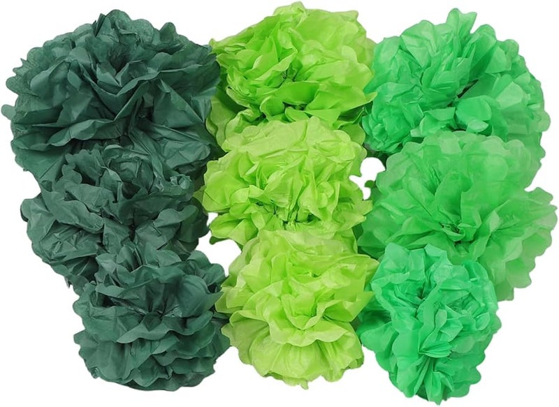 كرات ورق الأنسجة الخضراء 21 قطعة ديكورات حفلات التخرج واليوم السريع الإعداد كرات معلقة - Image 1