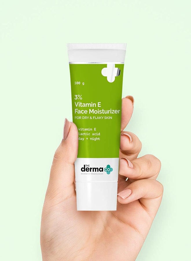 THE derma Co كريم مرطب للوجه بفيتامين E بنسبة 3% مع فيتامين E وحمض اللاكتيك للبشرة الجافة والمتقشرة - 100 جرام - Image 2