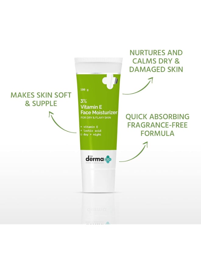THE derma Co كريم مرطب للوجه بفيتامين E بنسبة 3% مع فيتامين E وحمض اللاكتيك للبشرة الجافة والمتقشرة - 100 جرام - Image 3