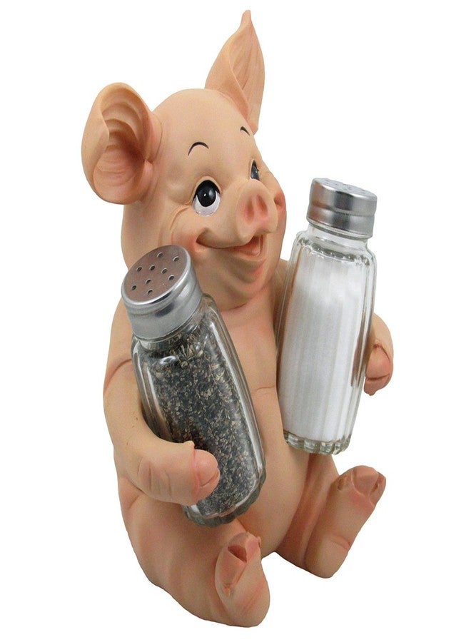 هوم أن جيفتس طقم هزازات ملح وفلفل زجاجي مزخرف على شكل خنزير مع حامل، ضمن تشكيلة تماثيل حيوانات المزرعة، أو كديكور ريفي أنيق للمطبخ أو كزينة لرفوف التوابل على طاولة المطعم، كهدية مميزة. - Image 3