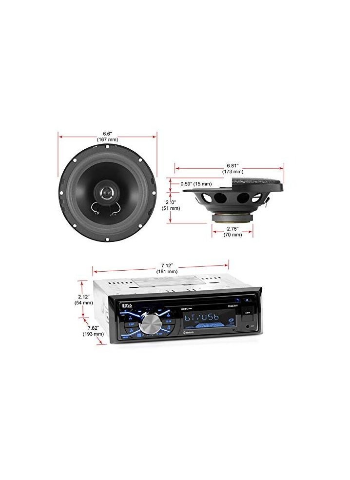 BOSS - Boss Audio Systems Speaker Bluetooth Plus One Pair 6.5"(165mm) 656BCK 2-Way 200Watts 4Channel Full Range Speaker System MP3-Compatible CD AM/FM Receive - Image 1