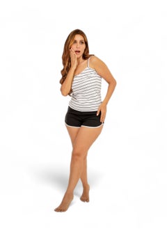 Generic Summer pajama set - pajamas for women - 2-piece set of cat top and shorts - patterned with different designs and specially designed to provide comfort and refreshment during sleep  - Image 2