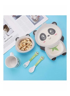 Excefore 5Pcs/Set Kids Dinnerware Set,Children Dishes,Food Plate Bowl Cup Spoon Fork Set Natural Bamboo Fiber Dishware,BPA Free Dishwasher Safe (Panda)  - Image 2