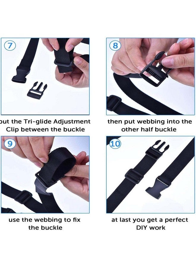 iCONY Nylon Webbing Strap 10meter roll with 5 Buckles, 5 Adjuster and 1 Thread Cutter for Backpack Repairing, Luggage Fastening Strap, Pet Collar Making, Hiking and More (Black) (1 inch) - Image 2