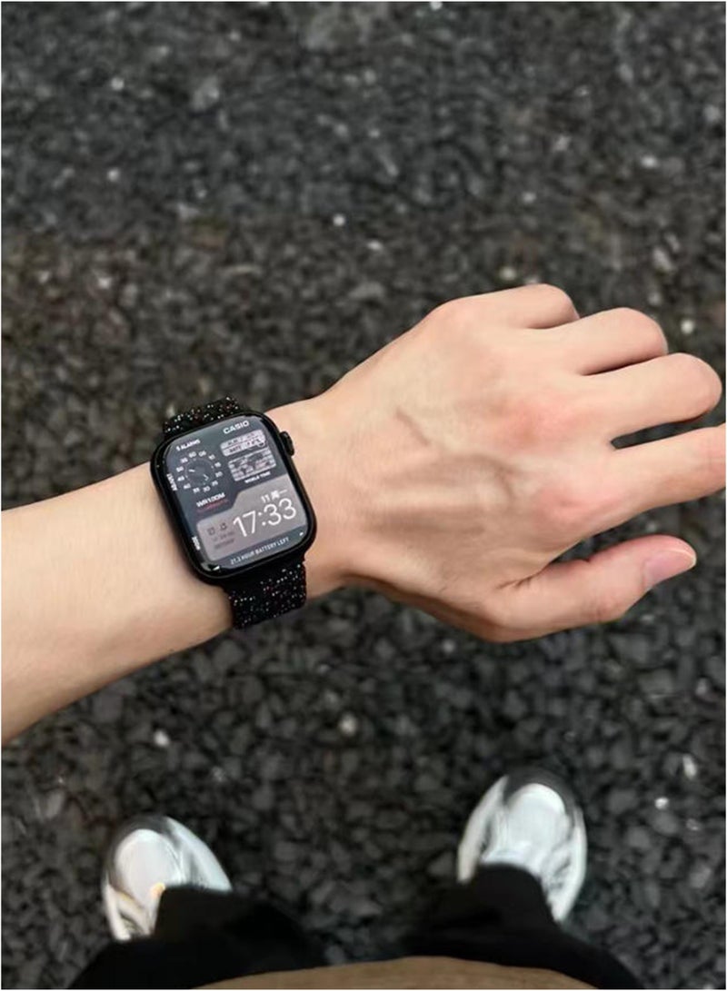 Eilimi Braided Nylon Band Compatible with Apple Watch Bands for iWatch Series 10 Watchbands Replacement Bands Magnetic Loop for women Men(46mm) - Image 4