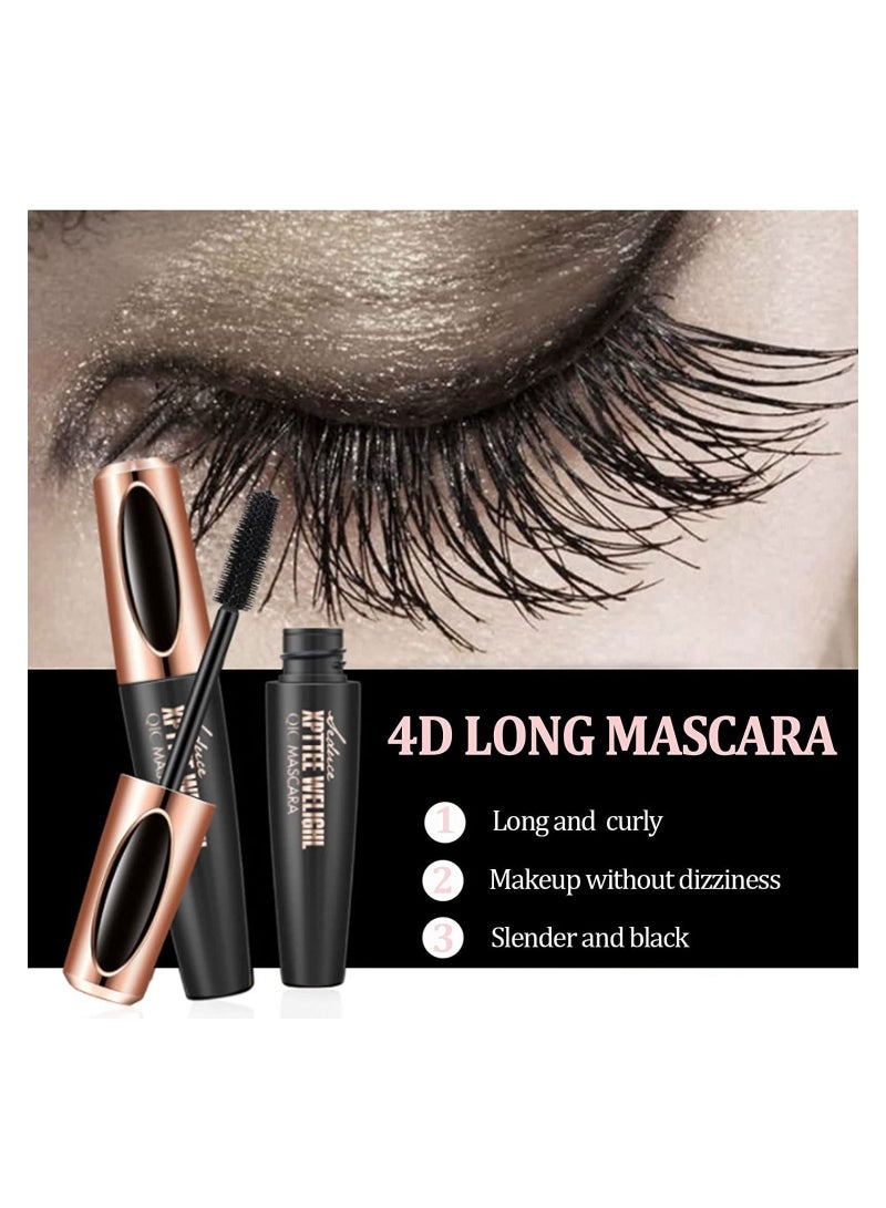 KASTWAVE 4 Pcs 4D Silk Fiber Lash Mascara, Liquid Extension Makeup Eye Lash Kit Luxuriously Longer Thicker Voluminous Eyelashes Waterproof Smudge-proof Natural No Clumping Smudging Lasting All Day - Image 5