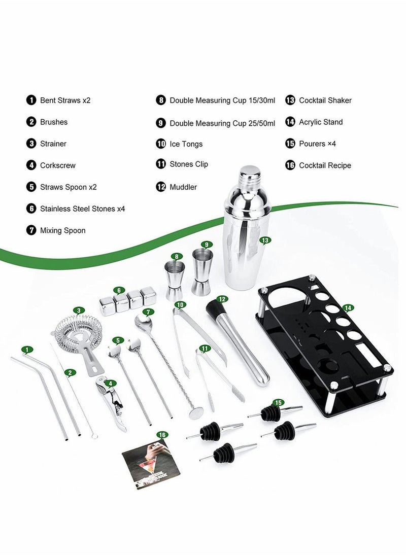 23 قطعة مجموعة الفولاذ المقاوم للصدأ كوكتيل شاكر مجموعة كاملة من نادل مجموعة ، مع حامل الاكريليك ودليل كوكتيل وصفة بار المهنية أداة ، وتستخدم لالنادل الأسرة شريط الحزب - pzsku/ZF3E9ABBDC1D321ACC0C5Z/45/_/1653018001/6d1d3185-6521-4acd-a58a-448a84e26ff2