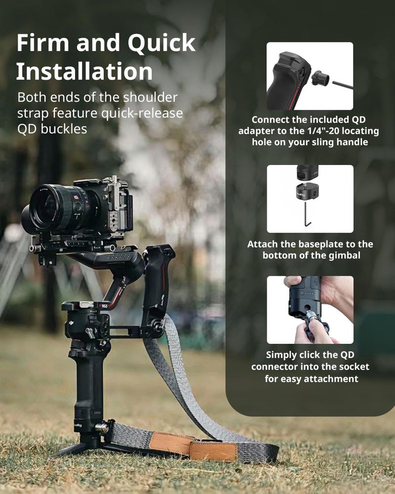 SmallRig RS3 RS2 Weight-Reducing Shoulder Strap Compatible with Sling Handle for DJI, Gimbal Belt with Upgraded QD Quick Release Buckles for DJI RS 5 / RS4 / RS4 Pro/RS 3 / RS 3 Pro/RS 2 - Image 4
