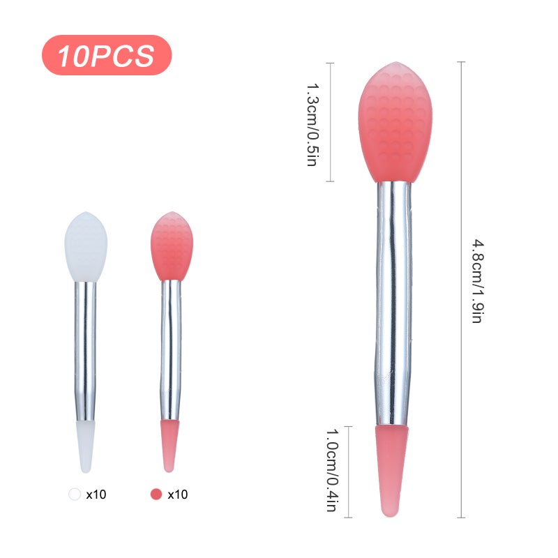 10pcs Silicone Lip Brush Set Small Makeup Brushes Lipstick Applicator Brushes with 2 Anti-lost Cover for Lip Care Makeup Use - Image 4