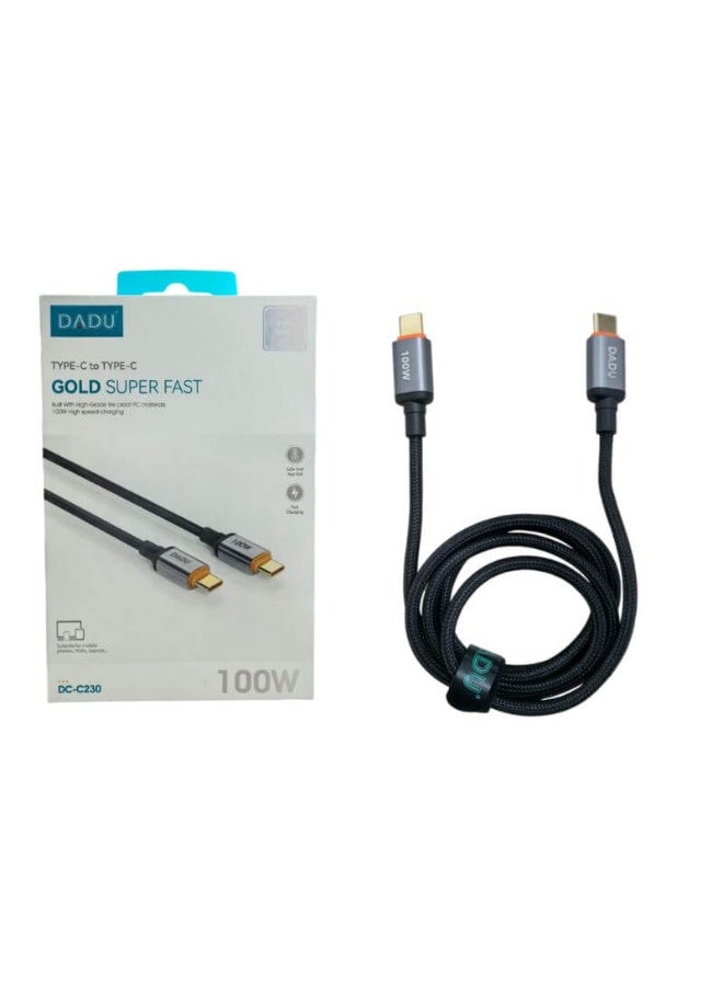 DC-C230 Metal Type-C to Type-C Cable 100W – Ultra Fast Charging & Data Transfer