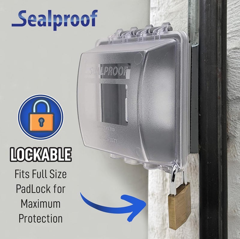 Sealproof 2-Gang Weatherproof In Use Outlet Cover | Two Gang Outdoor Plug and Receptacle Protector, Lockable, UL Extra Duty Compliant, 45 Configurations - Image 2